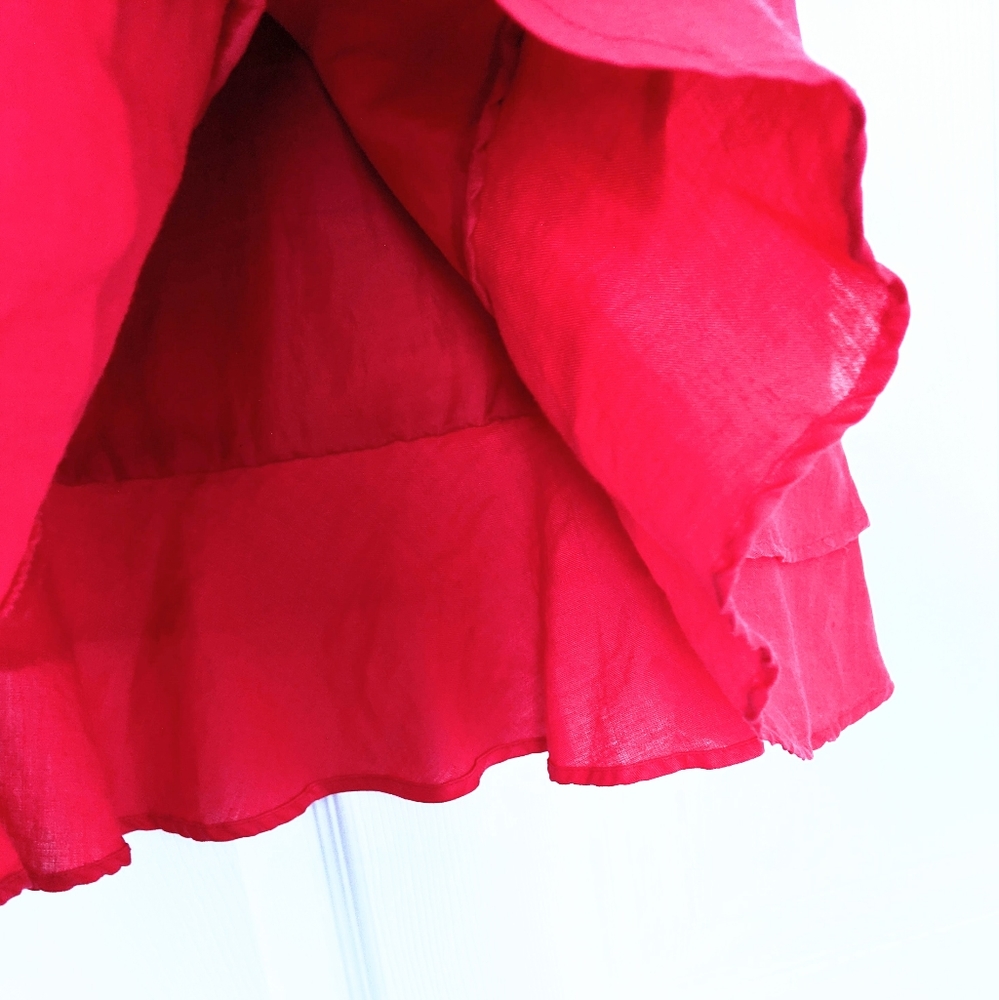 Bright Pink, Like New Linen (Ramie) Midi Skirt. Sz 4.